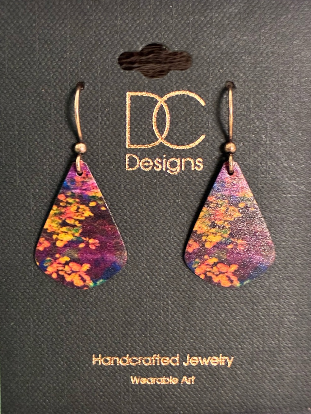 DC Designs Dark Purple Foliage Earrings Copper Ear Wires Art Print Teardrop